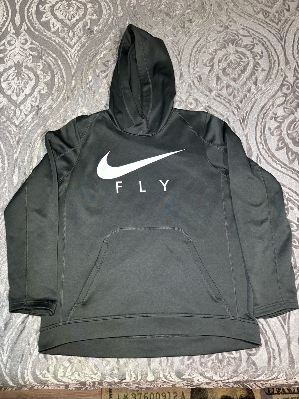 Nike Fly Hoodie Mens Large Gray Pullover Sweatshirt Dark Gray 844614-060